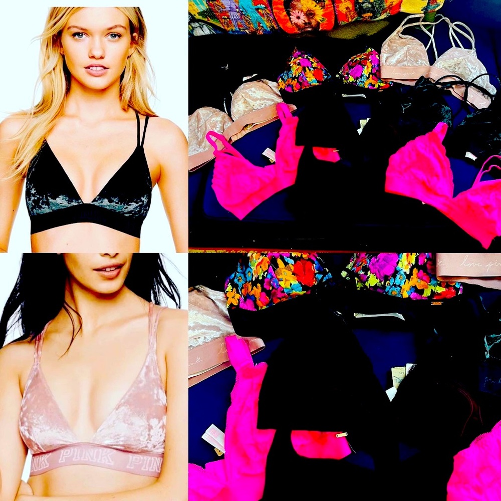 🖤 NWT & OTHER LOT OF 9 SEXY VELVET & LACE BRALETTES LARGE R: $234!